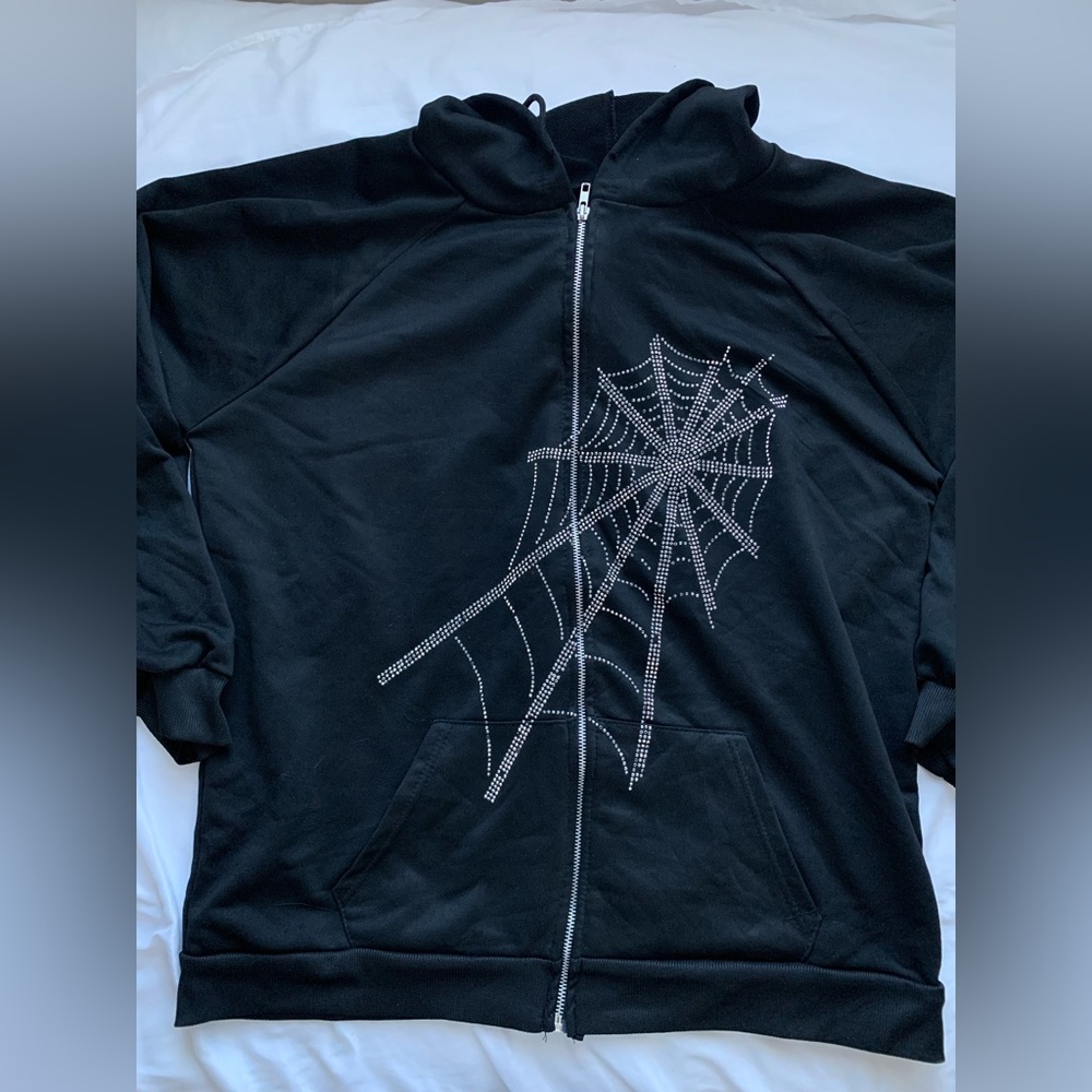 SPIDERWEB RHINESTONE HOODIE